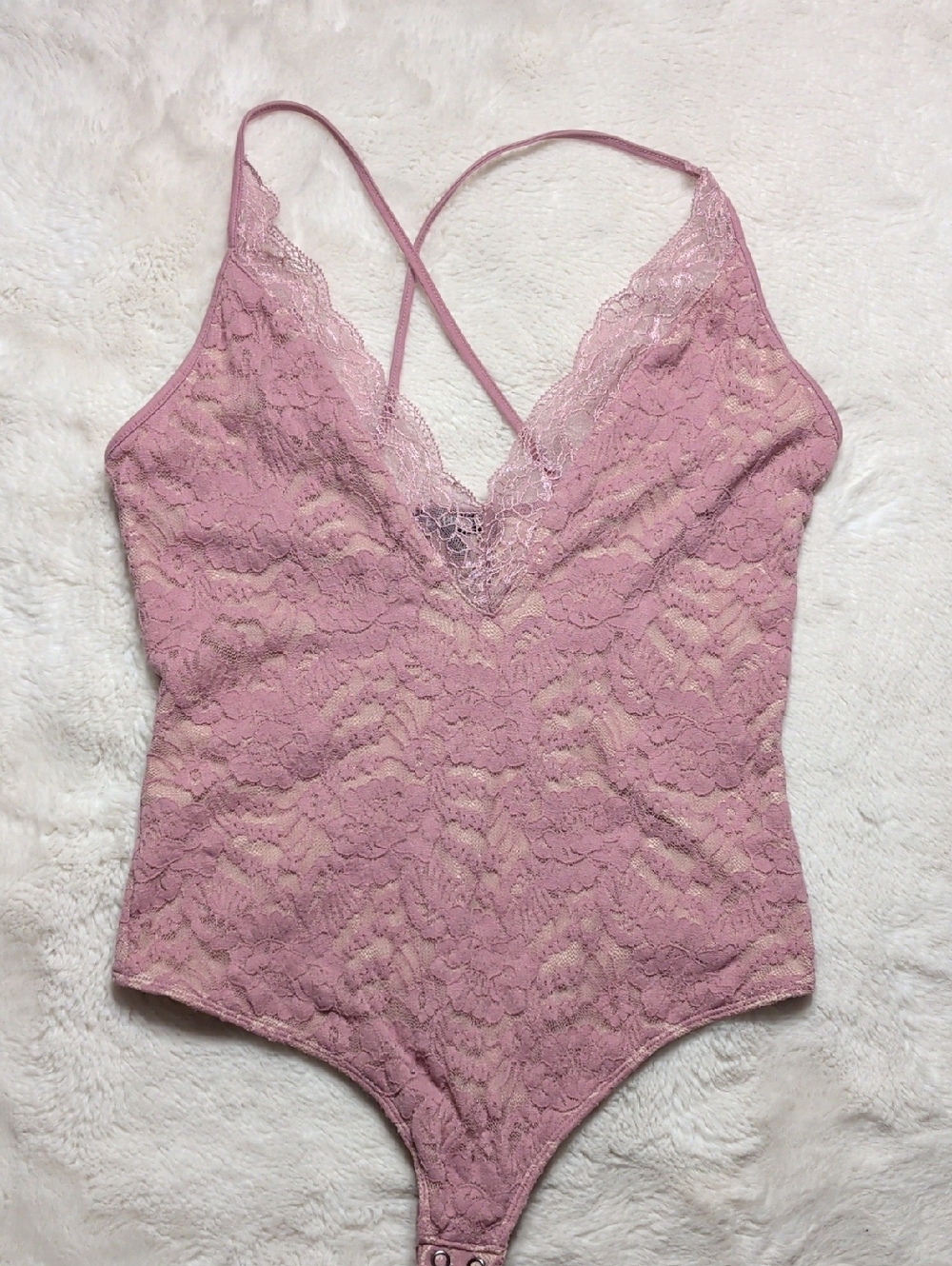 Express Dusty Pink Lace‎ Bodysuit